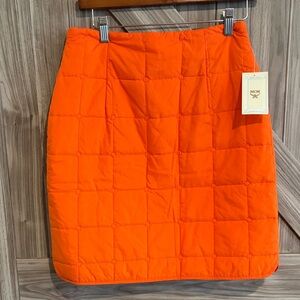 MCM Bright Orange Quilted Pencil Skirt